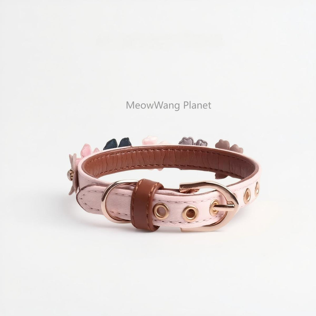 Dog Cat Collar Luxury Floral Leather Pet Collar Elegant Rhinestone Studded Neck Strap For Cats Dogs Adjustable Comfortable Everyday Accessory Luxury Pet Gift For Cats Dogs
