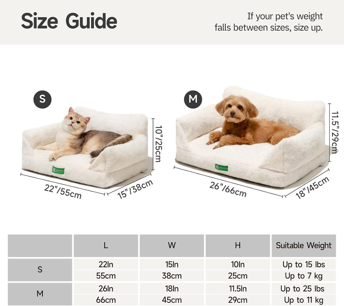 MEWOOFUN Cat Sofa Bed - Washable Pet Bed With Removable Cover & Non-Slip Bottom For Indoor Cats & Small Dogs White, Medium