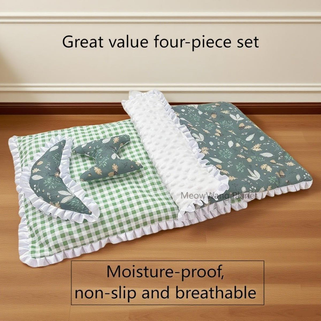 Pet Bedding Set Handmade Premium Quality Cozy 4 Piece Warm Pet Bed Set Ultra Soft Blanket Plush Cushion Non Slip Mat Lightweight Quilt For Cats Small Dogs Cat Lounger Cat Bed Cat Couch Cat Blanket Dog